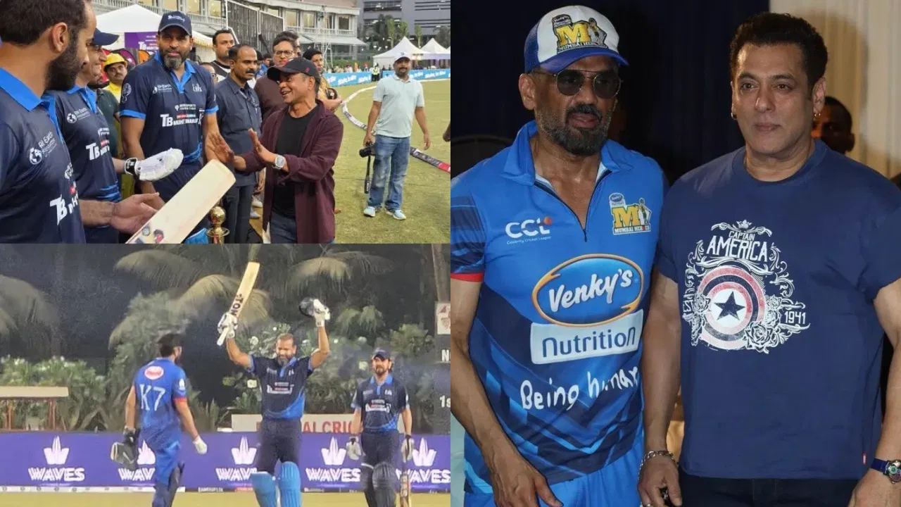 You are currently viewing मुंबई में नेता 11 बनाम अभिनेता 11 का मुकाबला, टीबी जागरूकता के लिए खेले गए खास मैच में दिखा भाईजान का अलग अंदाज; अनुपम खेर ने भी चटकाया विकेट